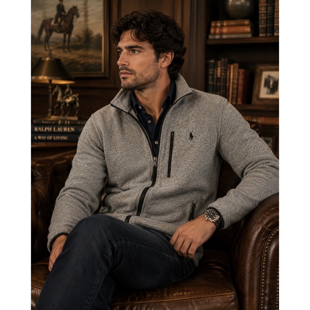 Polo Ralph Lauren Fleece Zip Up Jacket Mens XL Athletic‎